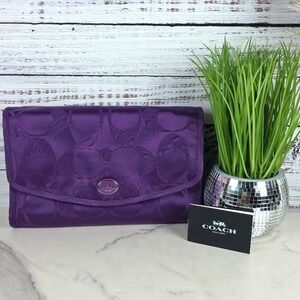COACH VINTAGE HTF  RARE PURPLE SIGNATURE NYLON TRAVEL ORGANIZER COSMETIC BAG GUC